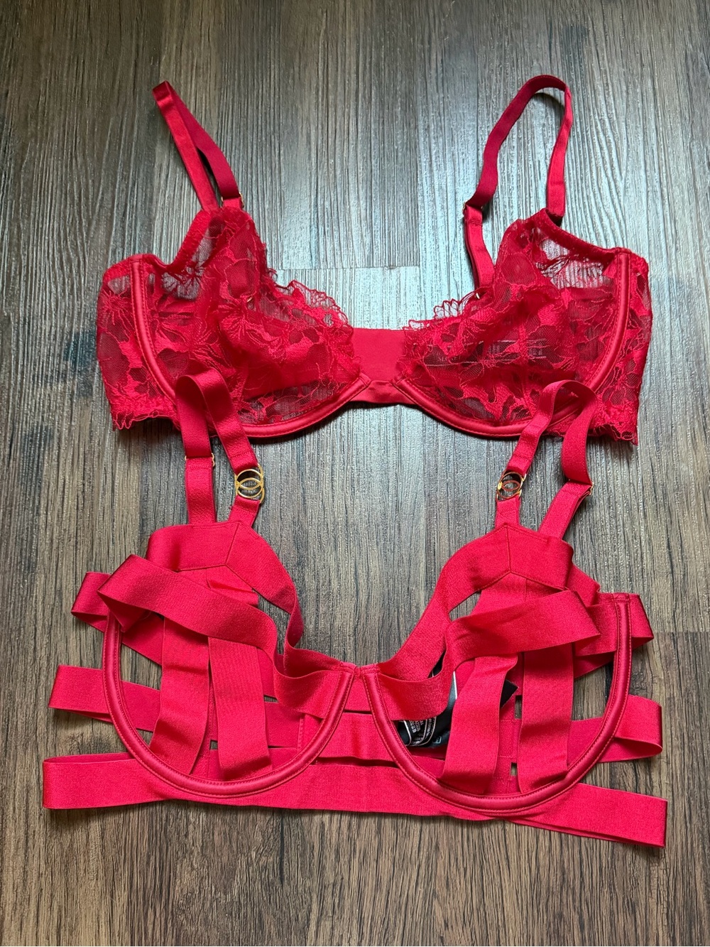 Victoria's Secret Red Pair of Lace & Strappy Underwire Bras